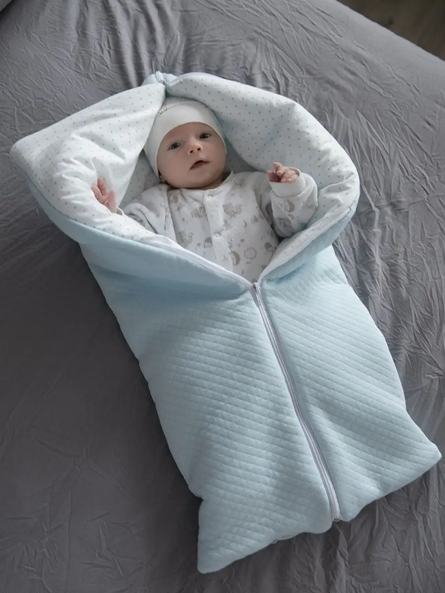 Конверт-одеяло на выписку с постельным бельем для мальчика