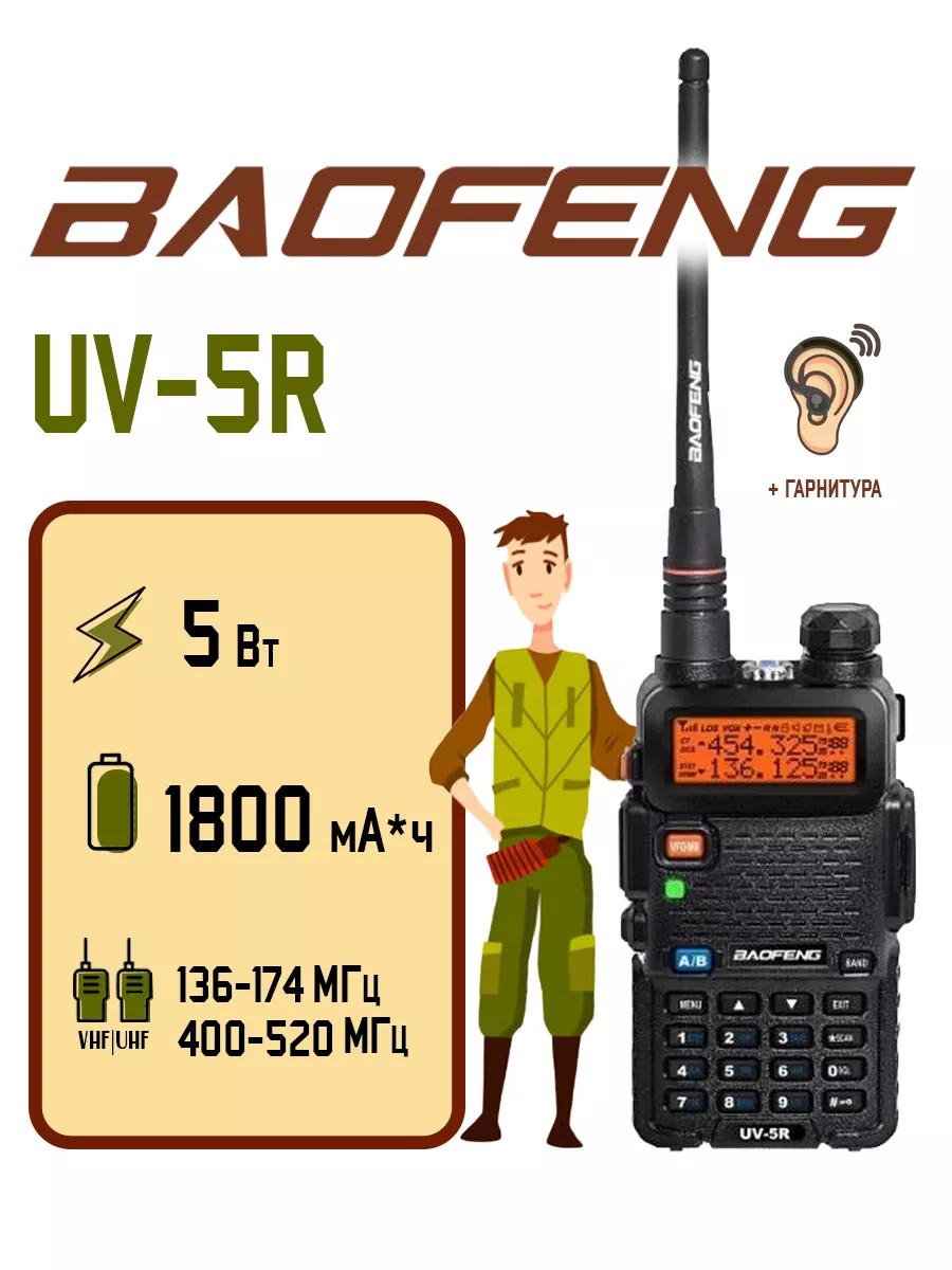 Портативная рация Баофенг UV-5R BAOFENG купить по цене 0 сум в  интернет-магазине Wildberries в Узбекистане | 15686557