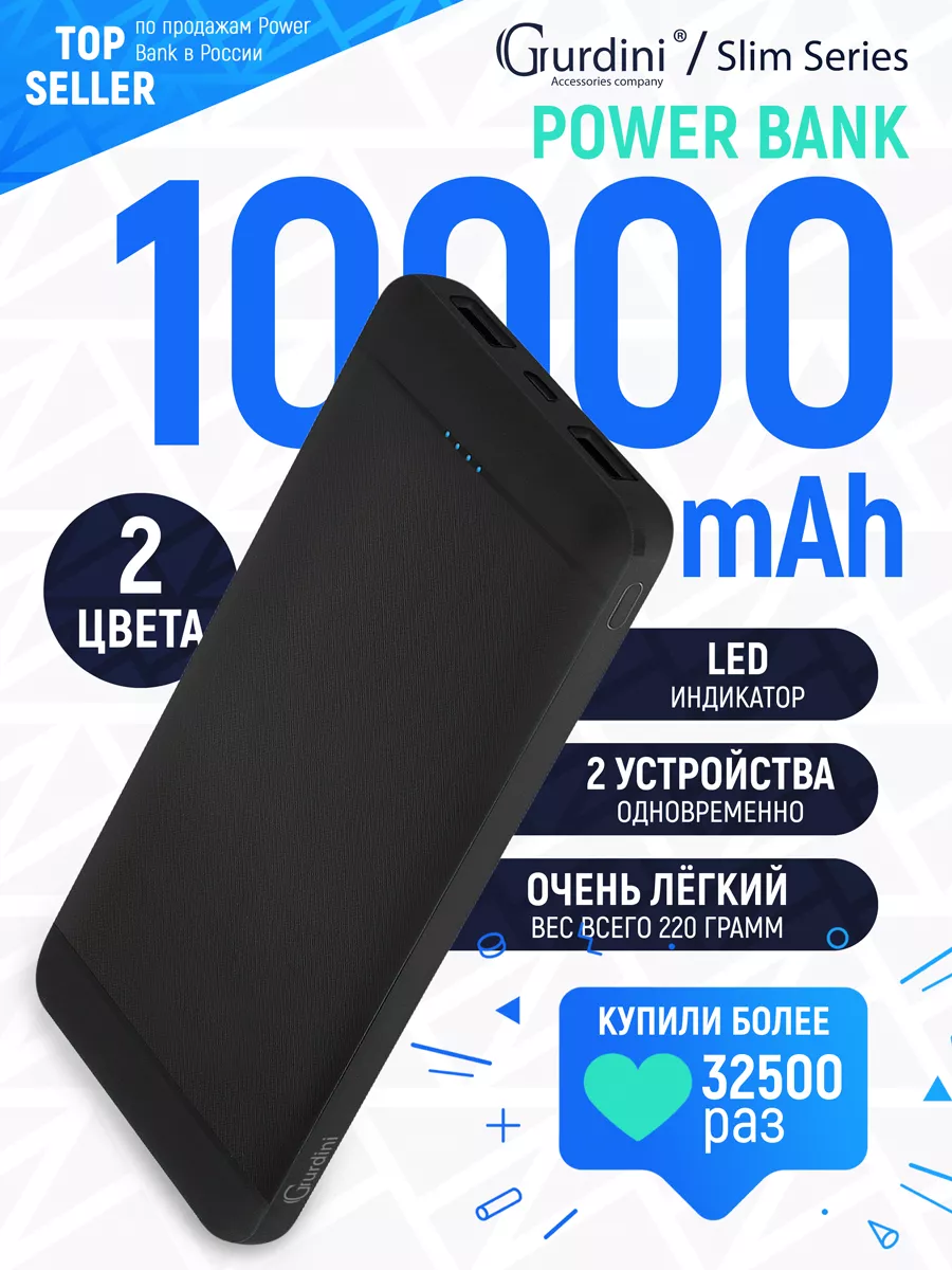 Повербанк Slim Series GPSS-0010B 10000 mAh