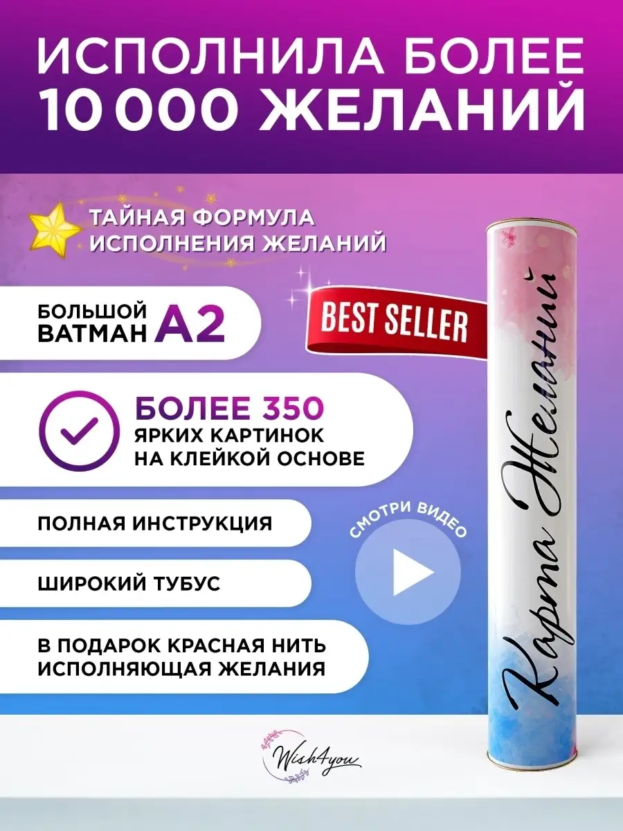 Wish4you Карта Желаний Аффирмации Браслет подарок