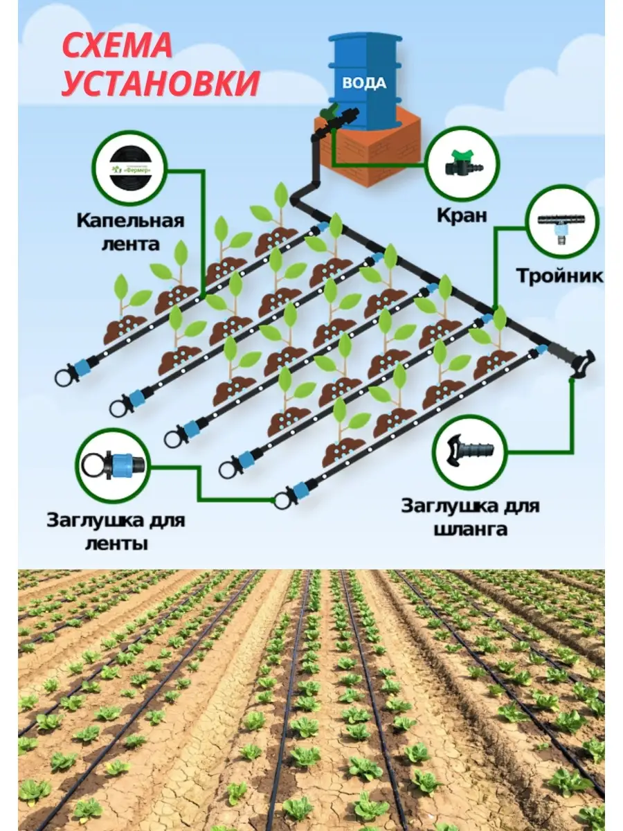Капельный полив 100 м, орошения огорода BRONS-SHOP купить по цене 1 362 ₽ в  интернет-магазине Wildberries | 23827156