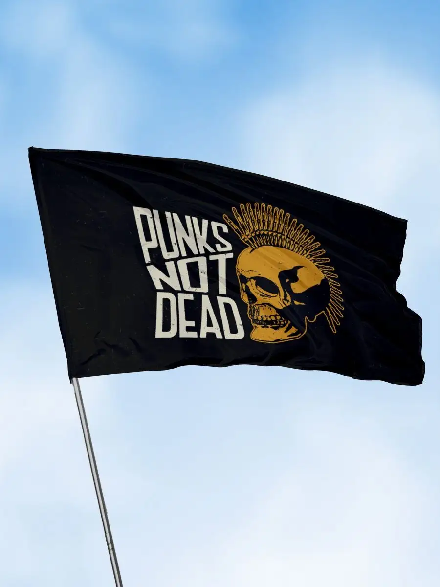 Заверните! Флаг на стену Punks not dead 90х135 панк-рок декор для дома