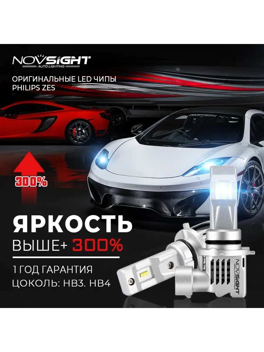 NOVSIGHT Автомобильные Led лампы HB3 9005 модель N30S