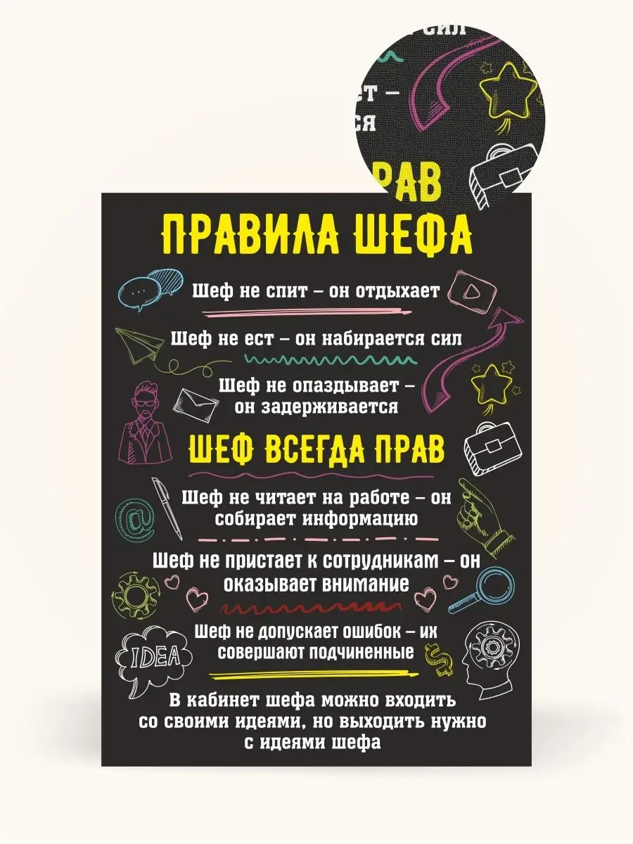 Картина на холсте Правила шефа 30х40 см КОМБО купить по цене 533 ₽ в  интернет-магазине Wildberries | 26142856