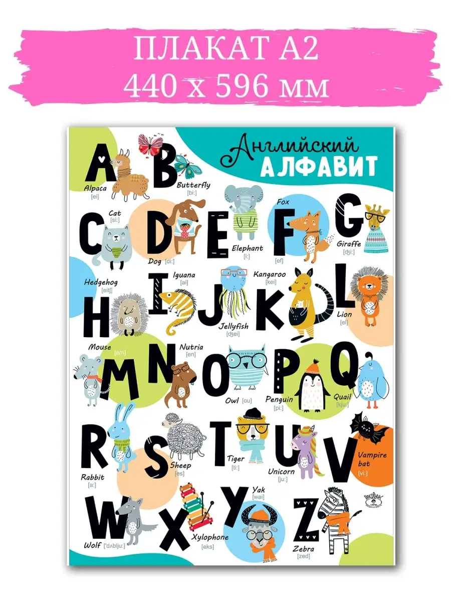 Плакат на стену, английский алфавит, обучающий, в школу ТМ Праздник купить  по цене 155 ₽ в интернет-магазине Wildberries | 26558331