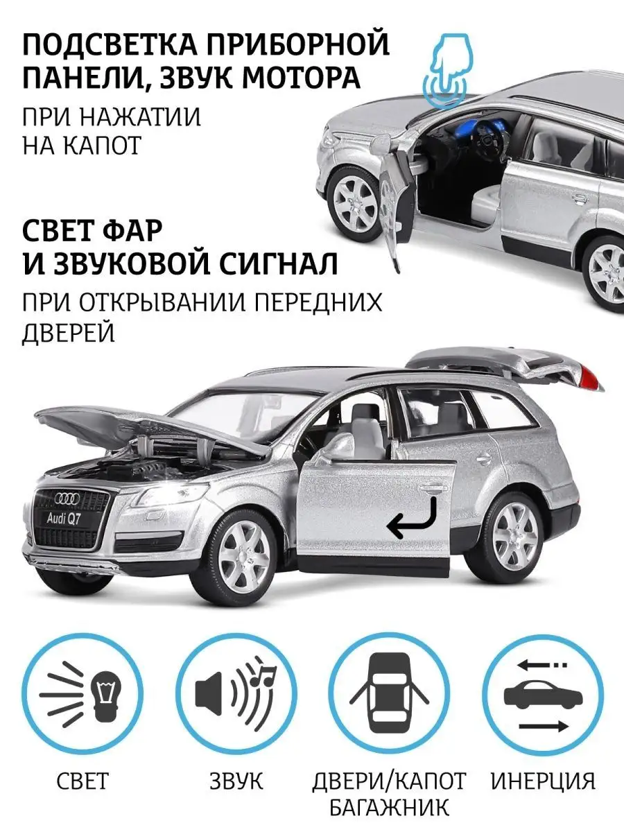 Машинка металлическая игрушка детская Audi Q7 АВТОПАНОРАМА купить по цене  857 ₽ в интернет-магазине Wildberries | 27453367